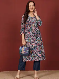 Varanga Women Paisley Printed Sequinned Indie Florals Kurta