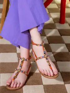 Saint G Women Printed T-Strap Flats