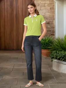 U.S. Polo Assn. Women Women Straight Fit High-Rise Light Fade Stretchable Jeans