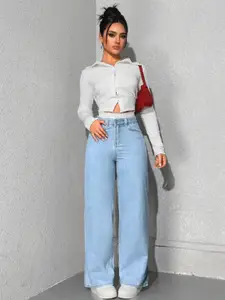 BAESD Women Comfort Wide Leg Light Fade Stretchable Jeans