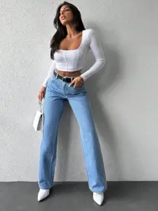 BAESD Women Comfort Wide Leg Light Fade Stretchable Jeans