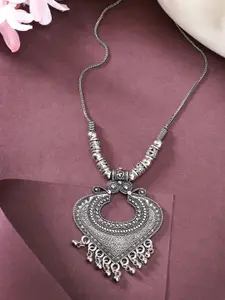 Anouk Women Silver-Toned German Silver Oxidised Pendant with Chain