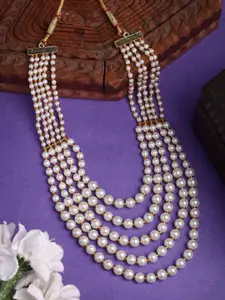 Anouk Women Handcrafted White Beaded Layered Necklace