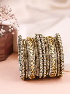 Peora Set Of 10 Gold-Plated Kundan-Studded Ethnic Chuda Bangles