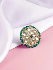 Peora Gold-Plated Kundan Stone-Studded Adjustable Finger Ring