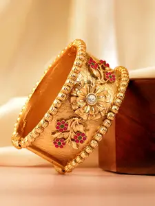 Peora Gold-Plated Stone-Studded Bangle