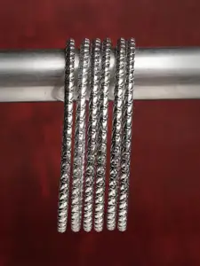 Anouk Women Set of 6 Silver-Toned German Silver Oxidised Bangles