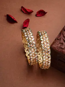 Anouk Set Of 2 Gold Plated Kundan Studded Bangles