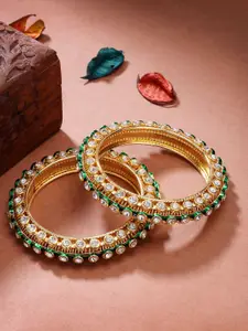 Anouk Women Set of 2 Gold-Plated Kundan Studded Bangles