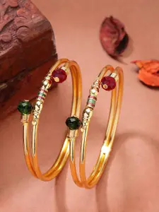 Anouk Women Set of 2 Gold Plated Artificial Beads Traditional Bangles