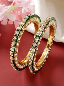 Anouk Women Set Of 2 Gold-Plated Kundan-Studded Bangles
