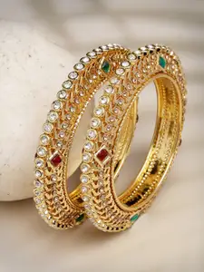 Anouk Women Set of 2 Gold Plated Kundan Bangles