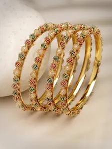 Anouk Women Set of 4 Gold-Plated Beads Handcrafted Traditional Bangles