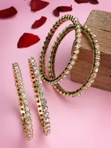 Anouk Women Set Of 4 Gold Plated Kundan Studded Bangles