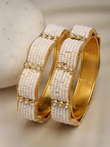 Anouk Women Set of 2 Gold-Plated Pearl Handcrafted Traditional Bangles