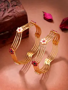 Anouk Women's Set of 2 Gold-Plated Artificial Stones Traditional Bangles