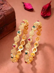 Anouk Women Set of 2 Gold-Plated Artificial Stones Traditional Bangles