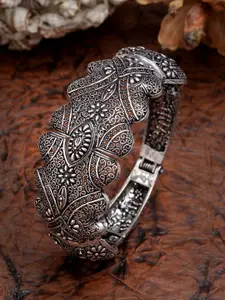 Anouk Women Silver Toned German Silver Oxidised Kada Bangle