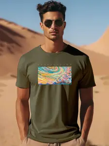 ADRO Typography Printed Round Neck Pure Cotton T-shirt