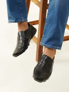 MICHAEL ANGELO Men Textured Leather Casual Slip-On