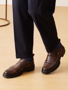 MICHAEL ANGELO Men Textured Leather Monks