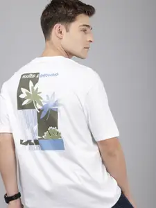 SPYKAR Printed Drop-Shoulder Sleeves Oversized T-shirt