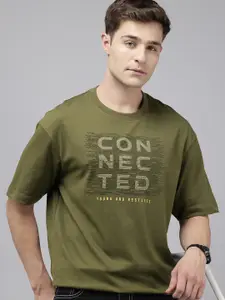 SPYKAR Oversized Fit Typography Printed T-shirt