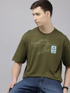 SPYKAR Oversized Fit Typography Printed T-shirt