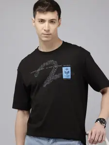 SPYKAR Printed Drop-Shoulder Sleeves Oversized T-shirt