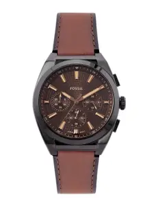 Fossil Men Everett Leather Chronograph Analogue Watch FS6108I