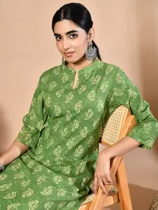 GLOWWORLD Women Floral Printed Thread Work Floral Kurta