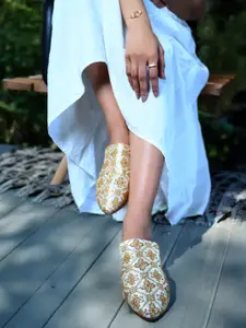 GLAM STORY Women Embellished Ethnic Mules with Bows Flats