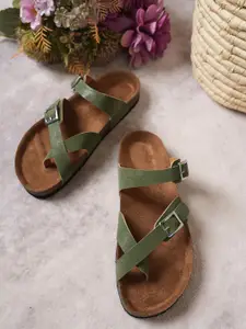 MOZAFIA Women One Toe Flats with Buckles