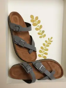 MOZAFIA Women Open Toe Flats with Buckles