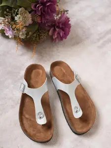 MOZAFIA Women T-Strap Flats with Buckles