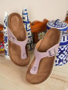 MOZAFIA Women T-Strap Flats with Buckles