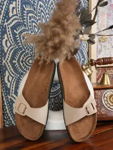 MOZAFIA Women Open Toe Flats with Buckles