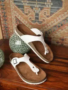 MOZAFIA Women T-Strap Flats with Buckles