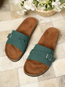 MOZAFIA Women Open Toe Flats with Buckles