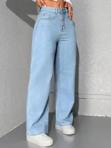 BAESD Women Comfort Wide Leg Light Fade Stretchable Jeans