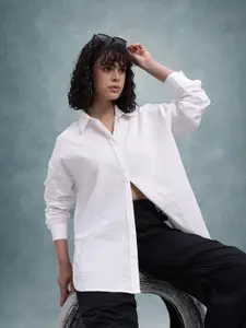 The Roadster Lifestyle Co. Classic Striped Oversized Pure Cotton Casual Shirt