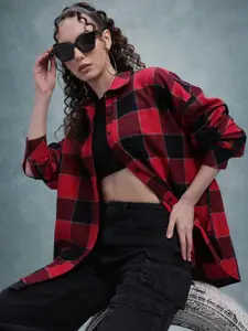 The Roadster Lifestyle Co. Classic Buffalo Checked Oversized Pure Cotton Casual Shirt