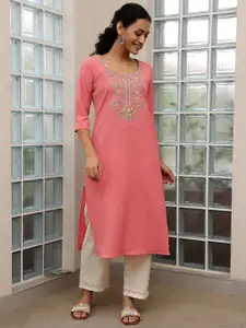 Libas Women Floral Yoke Design Sequinned Floral Kurta