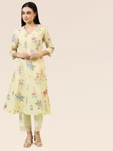 W Women Floral Printed Chikankari Kurta