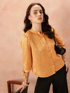 all about you Women Classic Slim Fit Polka Dot Printed Casual Shirt
