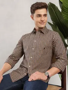 Nautica Men Premium Slim Fit Checked Pure Cotton Casual Shirt