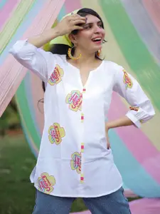 Sangria Women Rayon Digital Print Holi Special Short Kurti