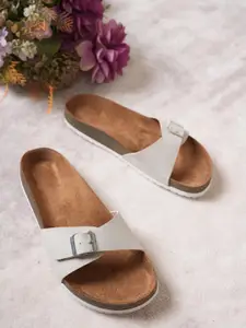 MOZAFIA Women Open Toe Flats with Buckles