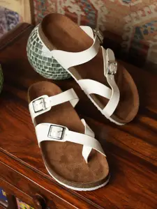 MOZAFIA Women Open Toe Flats with Buckles