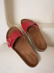 MOZAFIA Women Open Toe Flats with Buckles